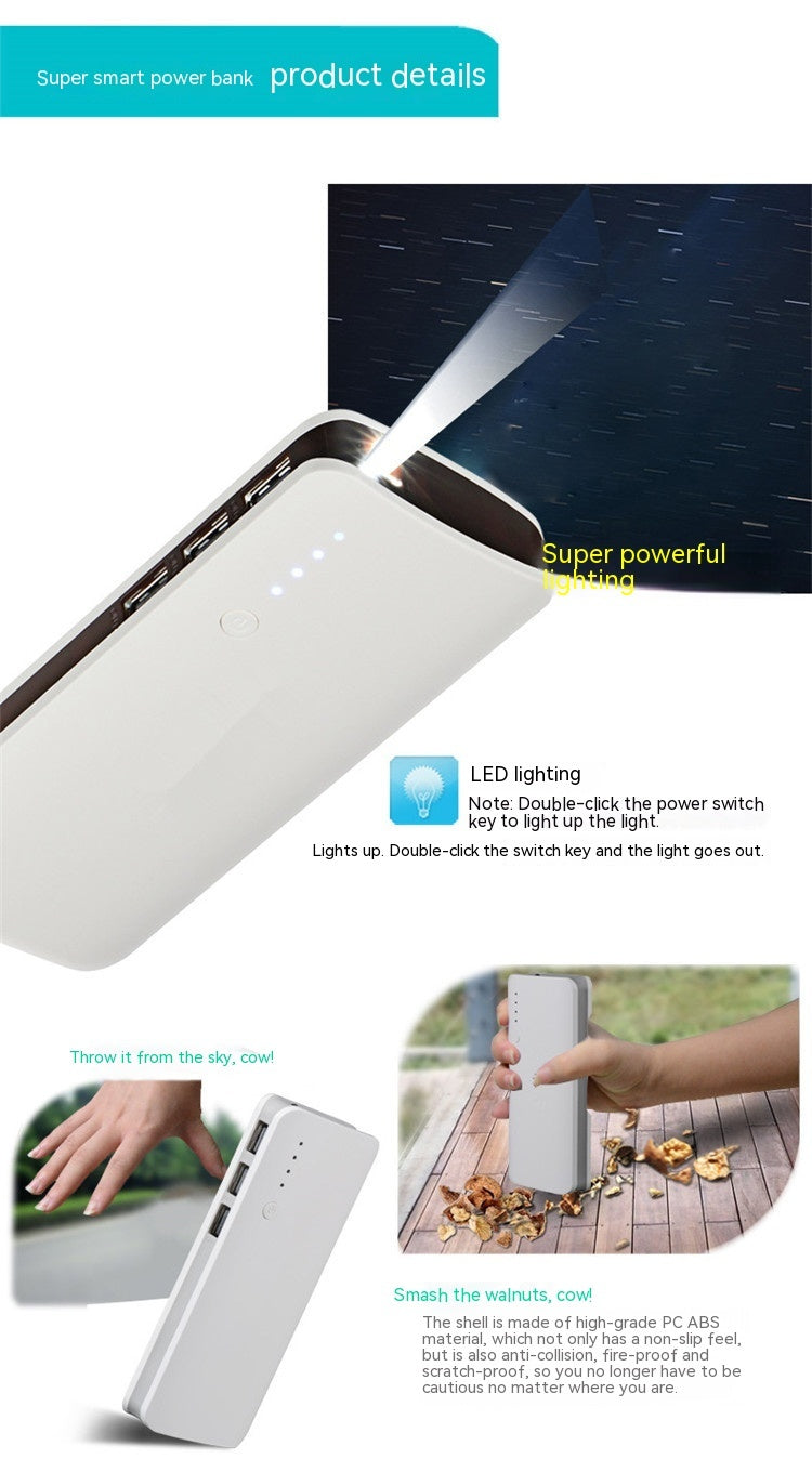 Gift Large Capacity Mobile Phone Universal Mobile Power With Light USB Power Bank